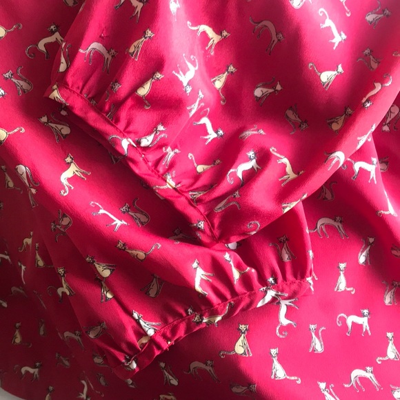 Audrey 3+1 Red Cat Blouse 3/4 Length Sleeves - Picture 5 of 6